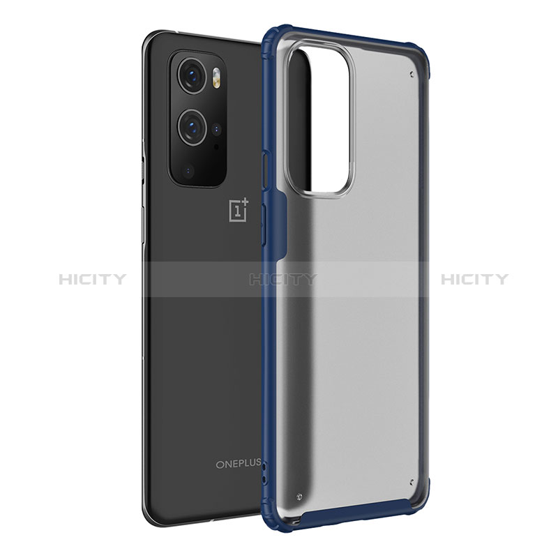 Coque Rebord Contour Silicone et Vitre Transparente Housse Etui WL1 pour OnePlus 9 Pro 5G Bleu Plus