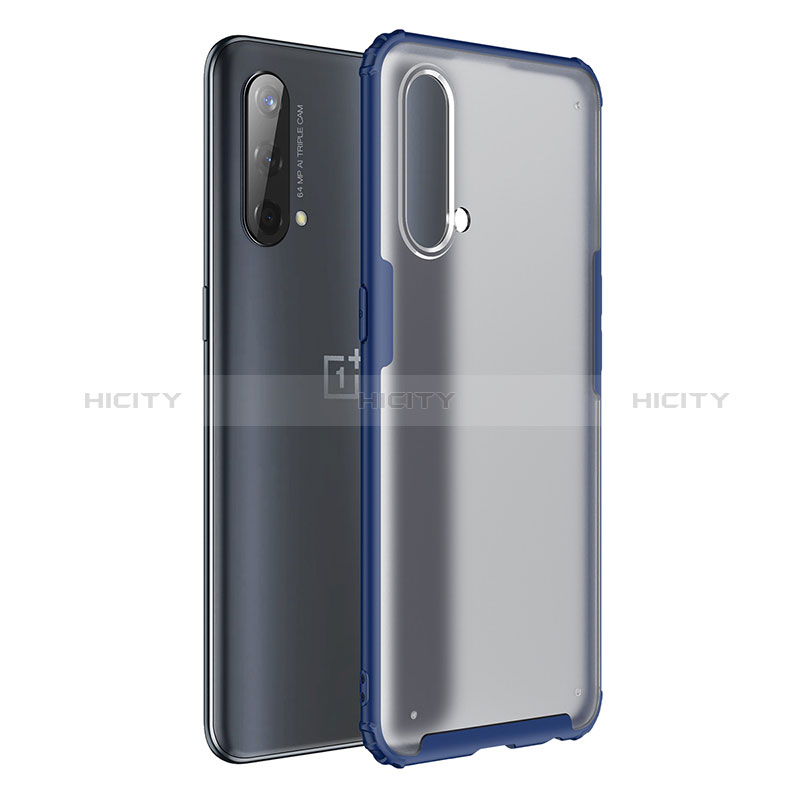 Coque Rebord Contour Silicone et Vitre Transparente Housse Etui WL1 pour OnePlus Nord CE 5G Bleu Plus