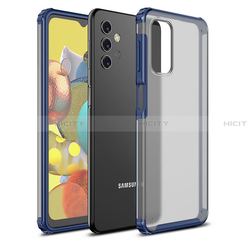 Coque Rebord Contour Silicone et Vitre Transparente Housse Etui WL1 pour Samsung Galaxy A32 5G Bleu Plus