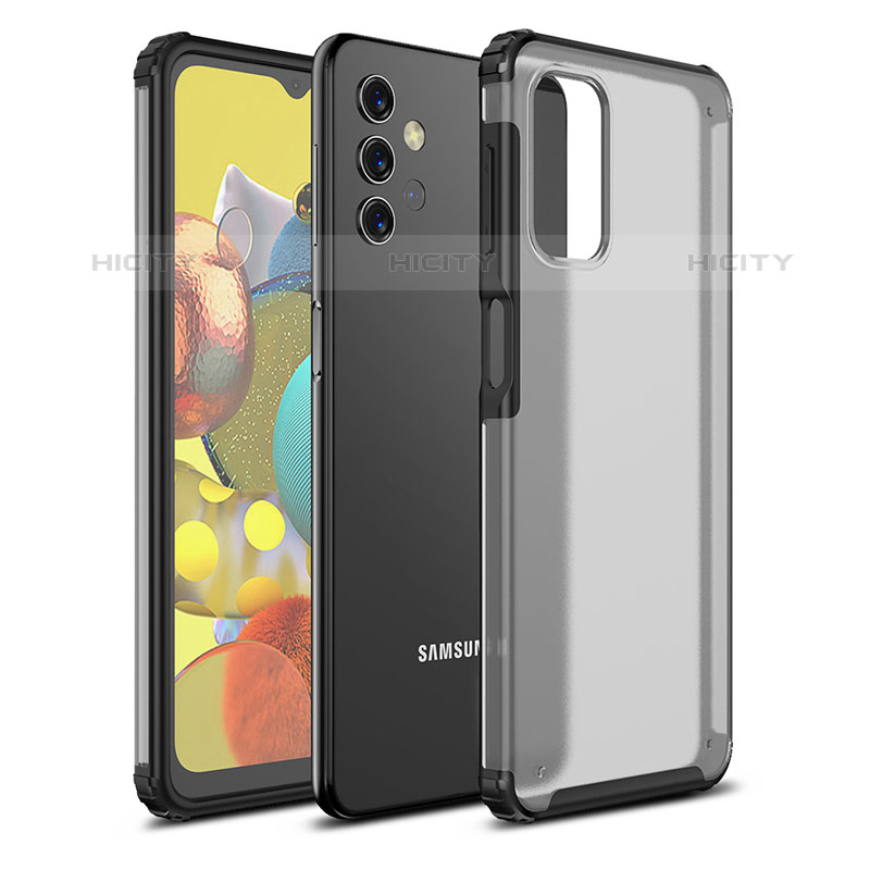 Coque Rebord Contour Silicone et Vitre Transparente Housse Etui WL1 pour Samsung Galaxy M32 5G Noir Plus