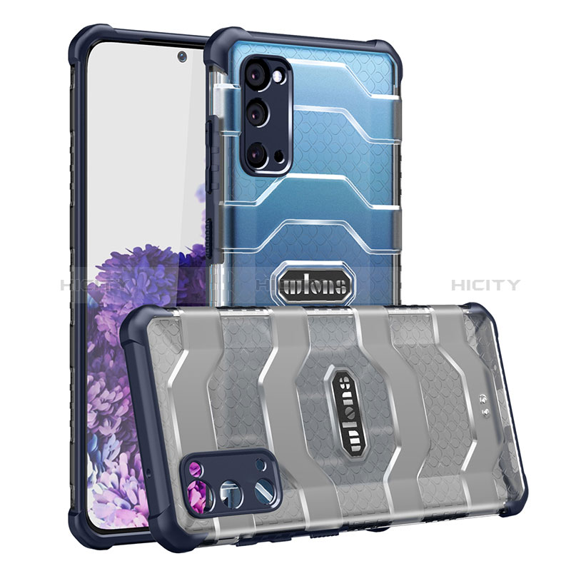 Coque Rebord Contour Silicone et Vitre Transparente Housse Etui WL1 pour Samsung Galaxy S20 5G Bleu Royal Plus