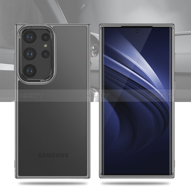 Coque Rebord Contour Silicone et Vitre Transparente Housse Etui WL1 pour Samsung Galaxy S23 Ultra 5G Clair Plus