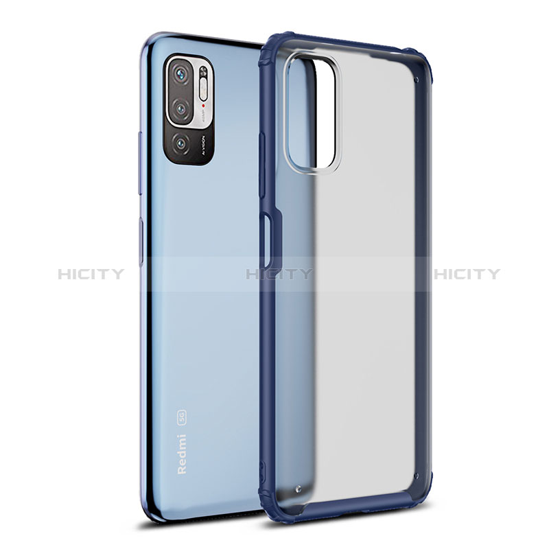 Coque Rebord Contour Silicone et Vitre Transparente Housse Etui WL1 pour Xiaomi POCO M3 Pro 5G Bleu Plus