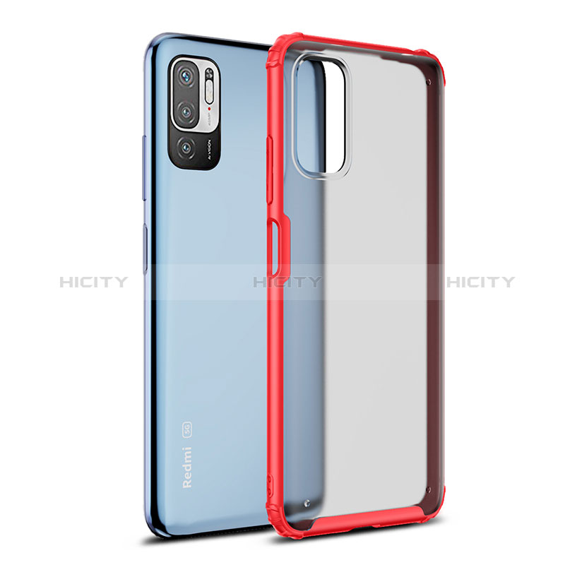 Coque Rebord Contour Silicone et Vitre Transparente Housse Etui WL1 pour Xiaomi POCO M3 Pro 5G Rouge Plus