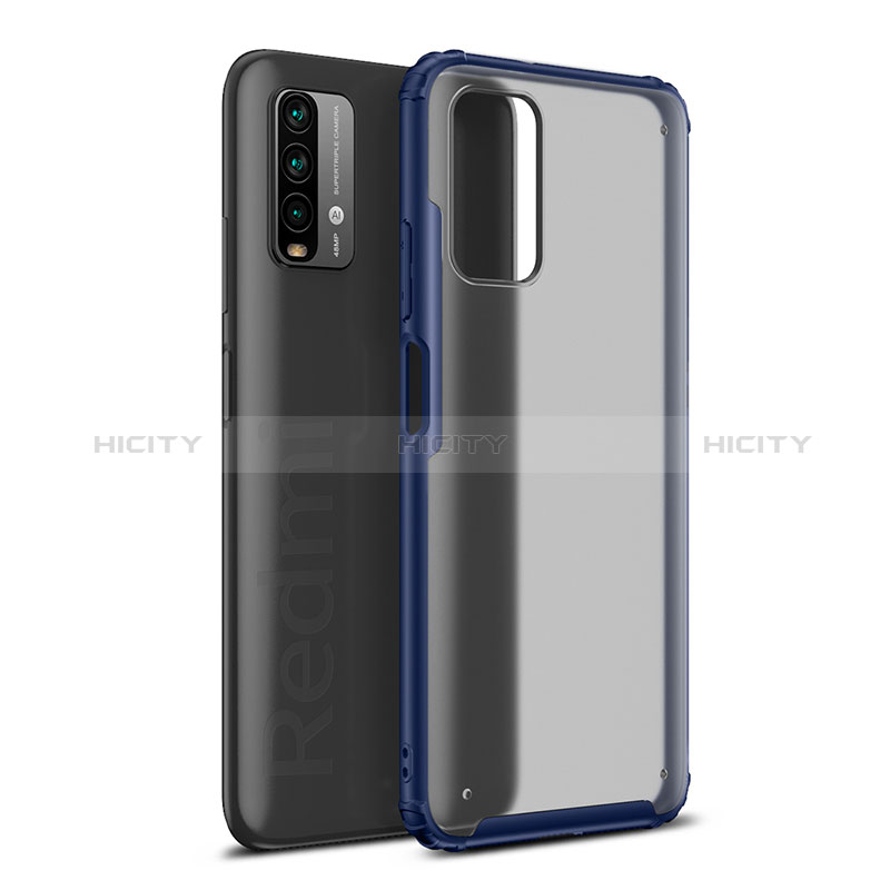 Coque Rebord Contour Silicone et Vitre Transparente Housse Etui WL1 pour Xiaomi Redmi 9 Power Bleu Plus