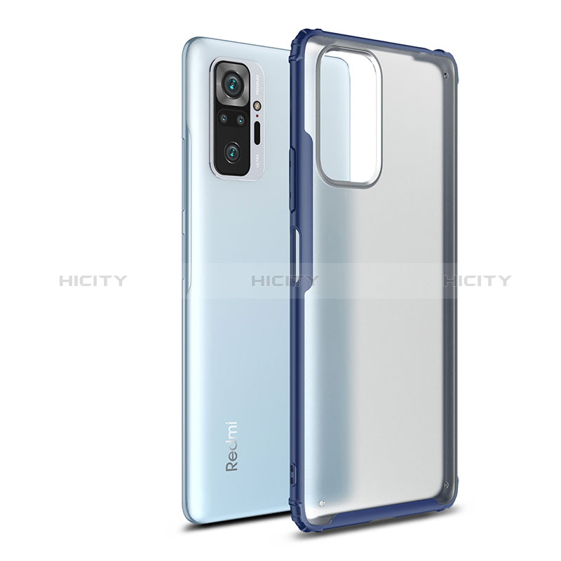 Coque Rebord Contour Silicone et Vitre Transparente Housse Etui WL1 pour Xiaomi Redmi Note 10 Pro 4G Bleu Plus