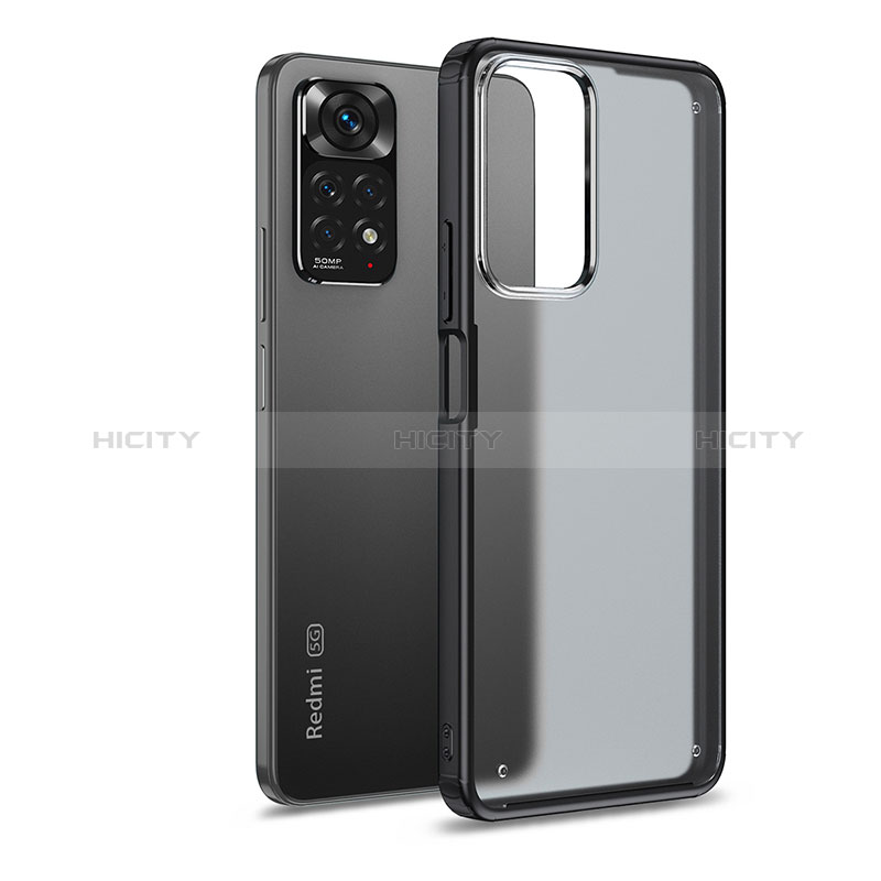 Coque Rebord Contour Silicone et Vitre Transparente Housse Etui WL1 pour Xiaomi Redmi Note 11 Pro 4G Noir Plus