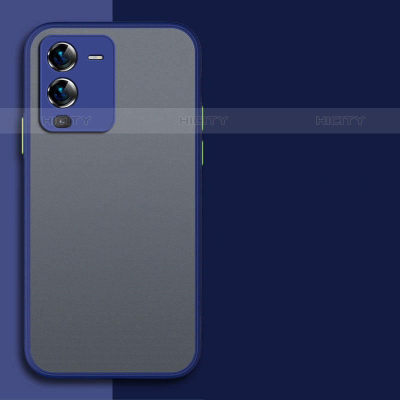 Coque Rebord Contour Silicone et Vitre Transparente Housse Etui Z01 pour Vivo V25 Pro 5G Bleu Plus