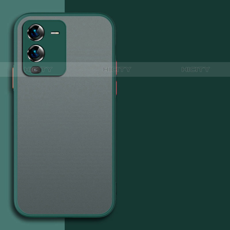 Coque Rebord Contour Silicone et Vitre Transparente Housse Etui Z01 pour Vivo V25 Pro 5G Vert Nuit Plus