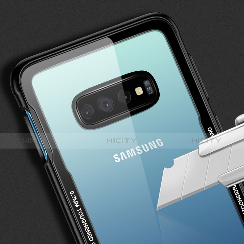 Coque Rebord Contour Silicone et Vitre Transparente Miroir Housse Etui A01 pour Samsung Galaxy S10 Plus Plus