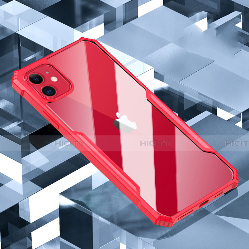 Coque Rebord Contour Silicone et Vitre Transparente Miroir Housse Etui H01 pour Apple iPhone 11 Rouge Plus