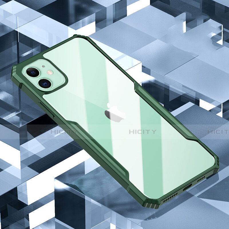 Coque Rebord Contour Silicone et Vitre Transparente Miroir Housse Etui H01 pour Apple iPhone 11 Vert Plus