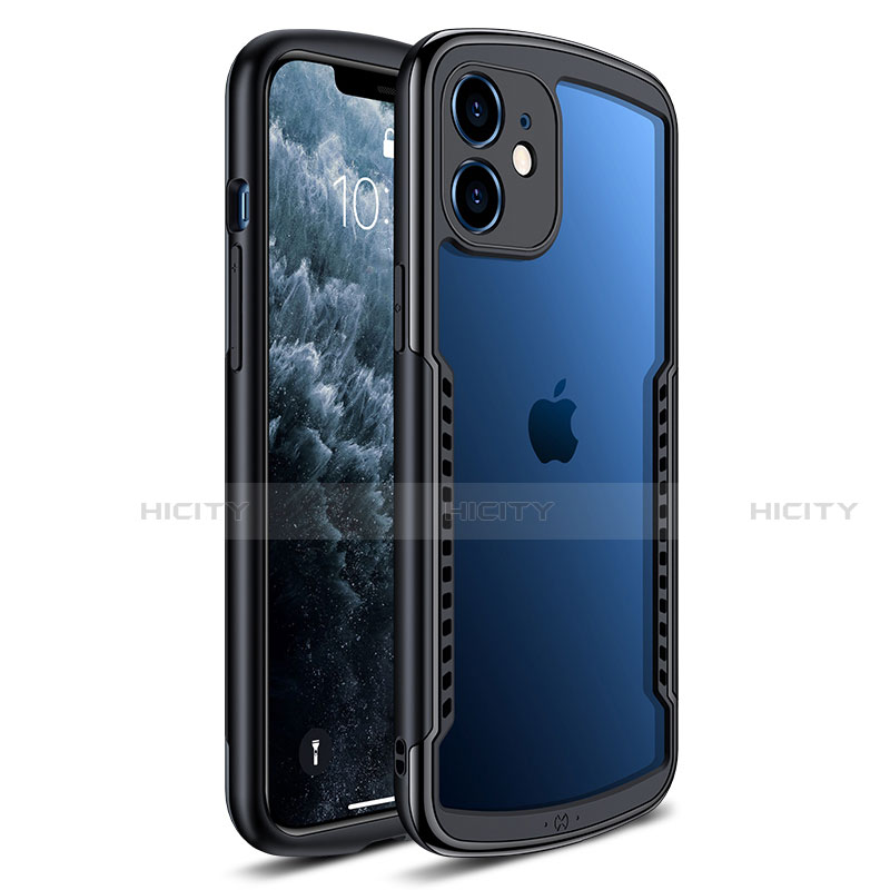 Coque Rebord Contour Silicone et Vitre Transparente Miroir Housse Etui H01 pour Apple iPhone 12 Mini Noir Plus