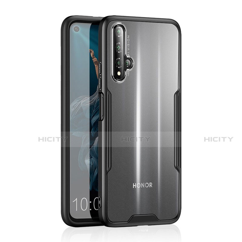 Coque Rebord Contour Silicone et Vitre Transparente Miroir Housse Etui H01 pour Huawei Honor 20 Noir Plus