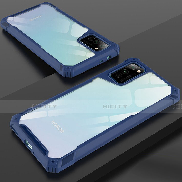 Coque Rebord Contour Silicone et Vitre Transparente Miroir Housse Etui H01 pour Huawei Honor V30 5G Bleu Plus