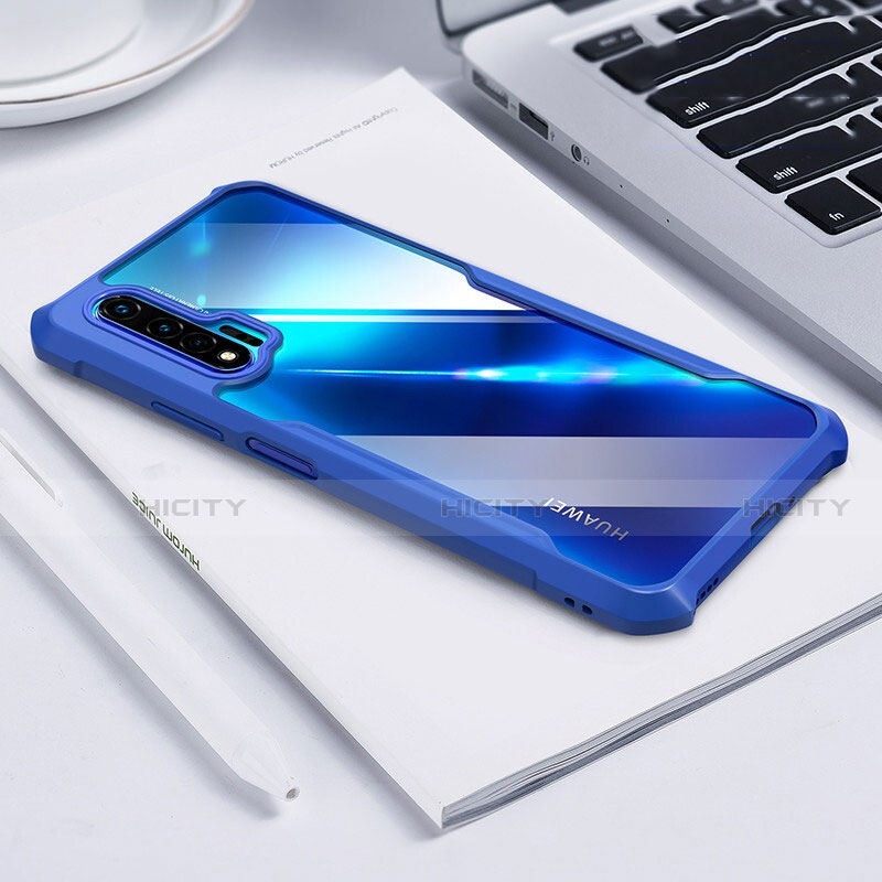 Coque Rebord Contour Silicone et Vitre Transparente Miroir Housse Etui H01 pour Huawei Nova 6 Bleu Plus