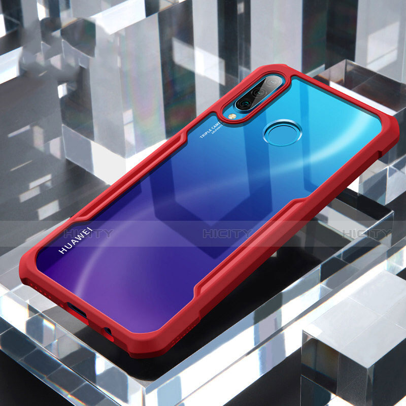 Coque Rebord Contour Silicone et Vitre Transparente Miroir Housse Etui H01 pour Huawei P30 Lite New Edition Rouge Plus