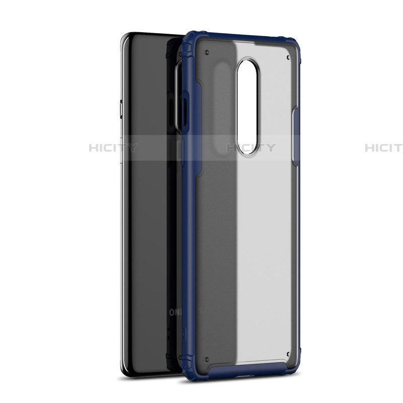 Coque Rebord Contour Silicone et Vitre Transparente Miroir Housse Etui H01 pour OnePlus 8 Bleu Plus