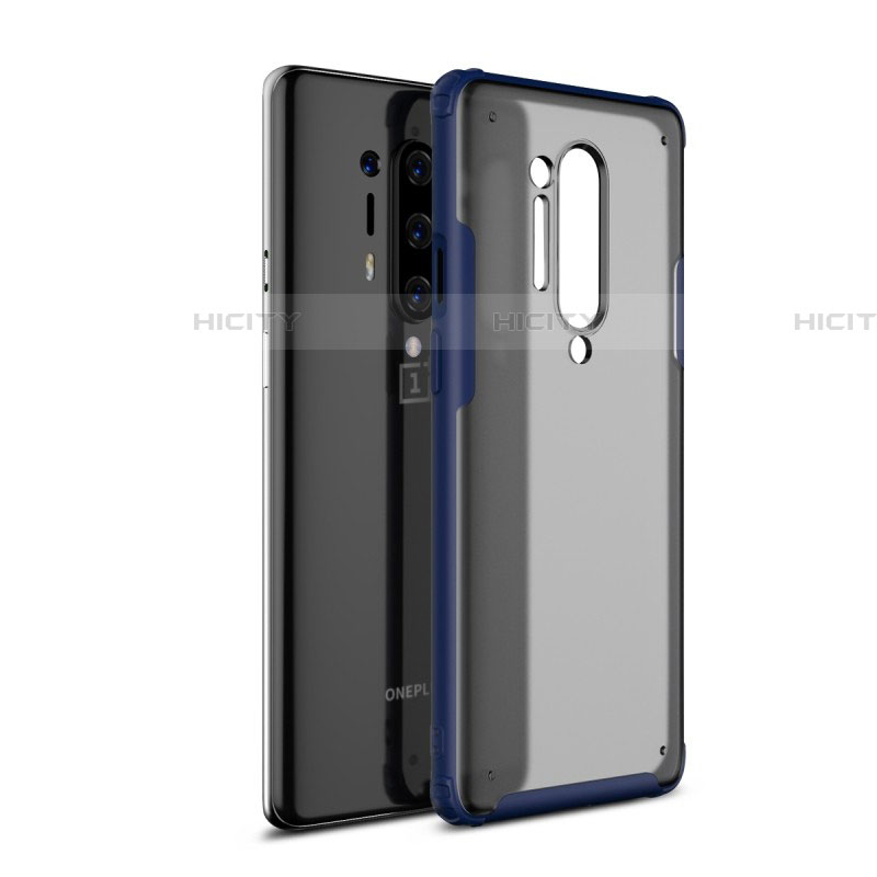 Coque Rebord Contour Silicone et Vitre Transparente Miroir Housse Etui H01 pour OnePlus 8 Pro Bleu Plus