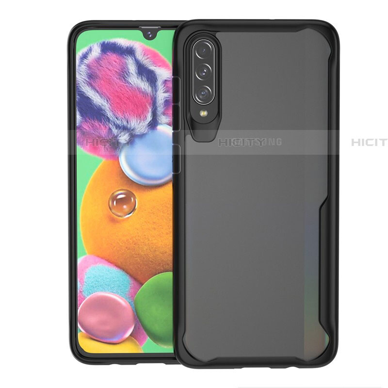 Coque Rebord Contour Silicone et Vitre Transparente Miroir Housse Etui H01 pour Samsung Galaxy A70 Noir Plus