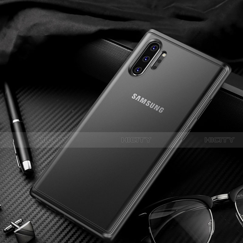 Coque Rebord Contour Silicone et Vitre Transparente Miroir Housse Etui H01 pour Samsung Galaxy Note 10 Plus 5G Noir Plus