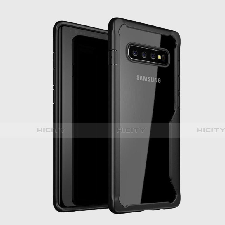 Coque Rebord Contour Silicone et Vitre Transparente Miroir Housse Etui H01 pour Samsung Galaxy S10 5G Noir Plus