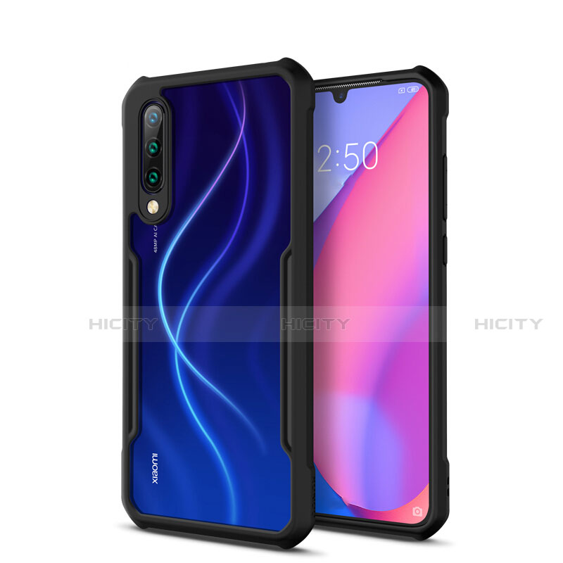 Coque Rebord Contour Silicone et Vitre Transparente Miroir Housse Etui H01 pour Xiaomi Mi A3 Noir Plus