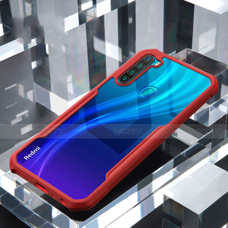 Coque Rebord Contour Silicone et Vitre Transparente Miroir Housse Etui H01 pour Xiaomi Redmi Note 8 Rouge Plus