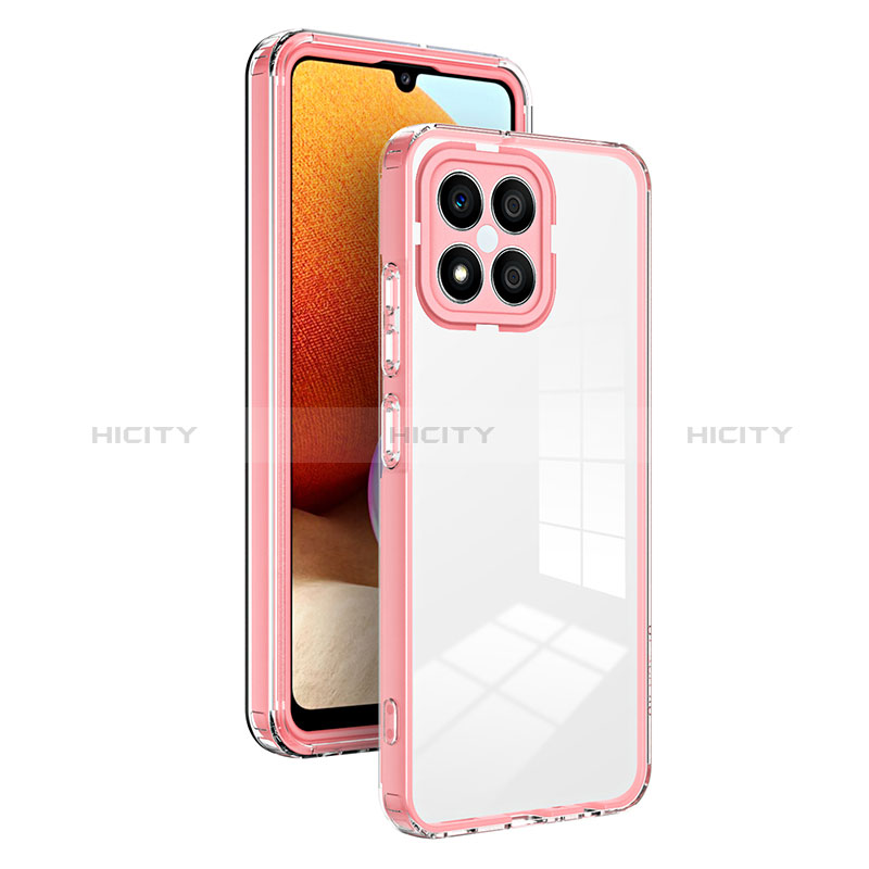 Coque Rebord Contour Silicone et Vitre Transparente Miroir Housse Etui H01P pour Huawei Honor X8 4G Or Rose Plus