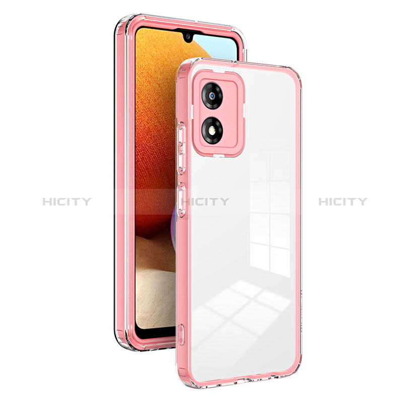 Coque Rebord Contour Silicone et Vitre Transparente Miroir Housse Etui H01P pour Motorola Moto E13 Or Rose Plus