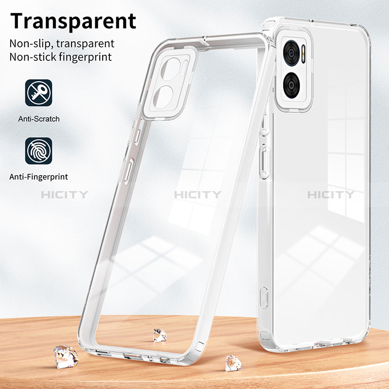 Coque Rebord Contour Silicone et Vitre Transparente Miroir Housse Etui H01P pour Motorola Moto E22 Plus