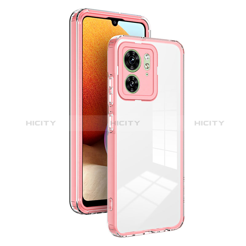 Coque Rebord Contour Silicone et Vitre Transparente Miroir Housse Etui H01P pour Motorola Moto Edge (2023) 5G Or Rose Plus