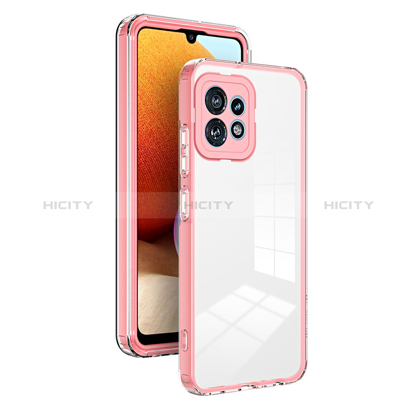 Coque Rebord Contour Silicone et Vitre Transparente Miroir Housse Etui H01P pour Motorola Moto Edge 40 Pro 5G Or Rose Plus