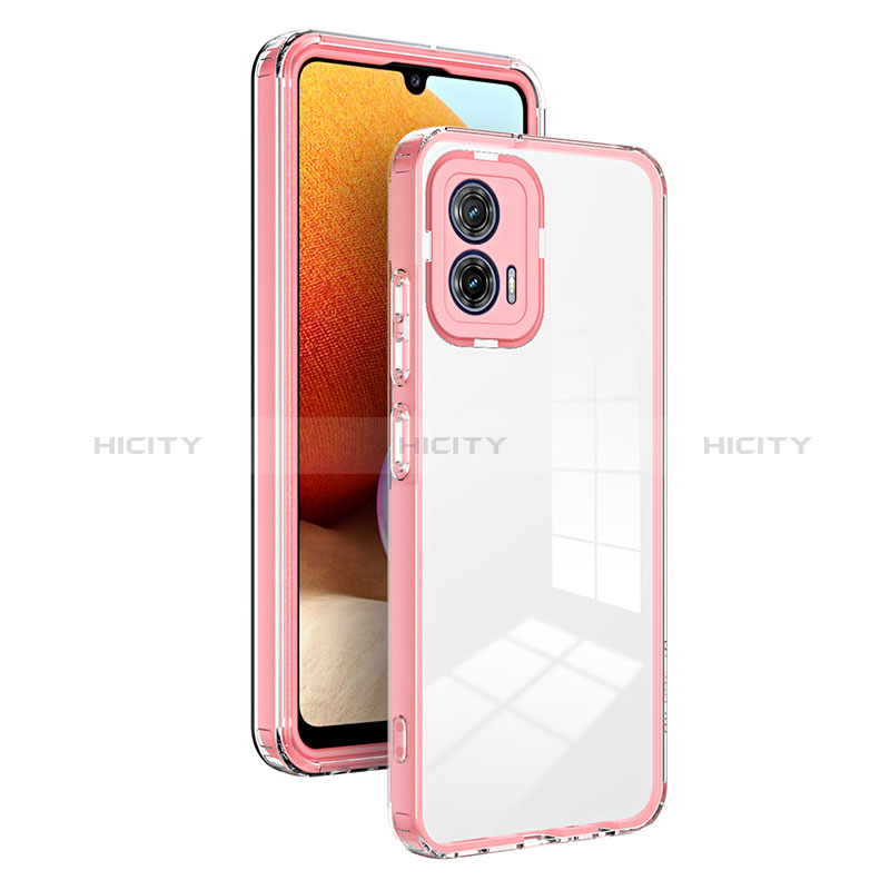 Coque Rebord Contour Silicone et Vitre Transparente Miroir Housse Etui H01P pour Motorola Moto G53j 5G Or Rose Plus