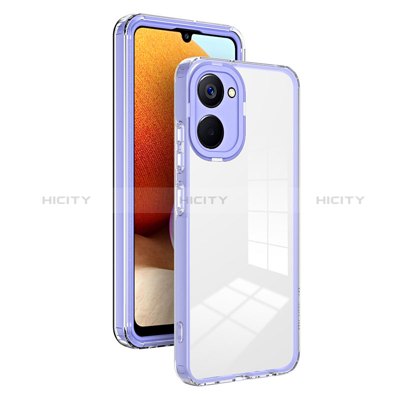 Coque Rebord Contour Silicone et Vitre Transparente Miroir Housse Etui H01P pour Realme 10 4G Violet Plus