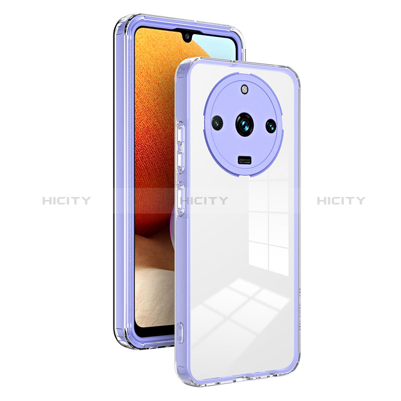 Coque Rebord Contour Silicone et Vitre Transparente Miroir Housse Etui H01P pour Realme 11 Pro 5G Violet Plus