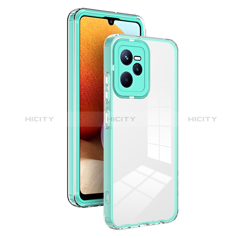 Coque Rebord Contour Silicone et Vitre Transparente Miroir Housse Etui H01P pour Realme C35 Vert Plus