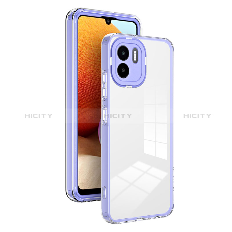 Coque Rebord Contour Silicone et Vitre Transparente Miroir Housse Etui H01P pour Xiaomi Poco C50 Violet Plus