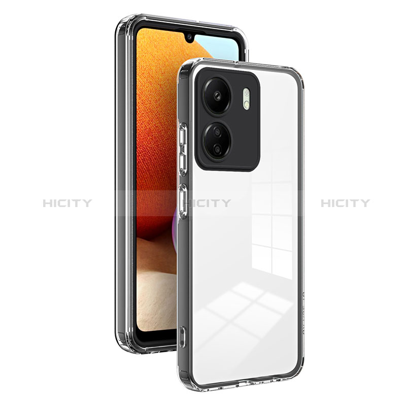 Coque Rebord Contour Silicone et Vitre Transparente Miroir Housse Etui H01P pour Xiaomi Poco C65 Noir Plus