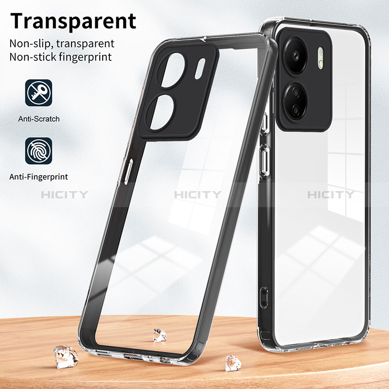 Coque Rebord Contour Silicone et Vitre Transparente Miroir Housse Etui H01P pour Xiaomi Poco C65 Plus