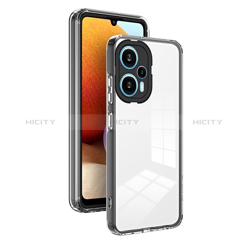 Coque Rebord Contour Silicone et Vitre Transparente Miroir Housse Etui H01P pour Xiaomi Poco F5 5G Noir Plus