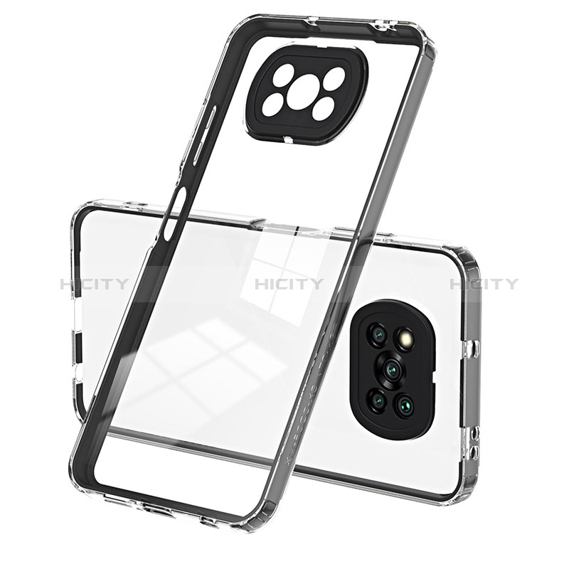 Coque Rebord Contour Silicone et Vitre Transparente Miroir Housse Etui H01P pour Xiaomi Poco X3 NFC Noir Plus