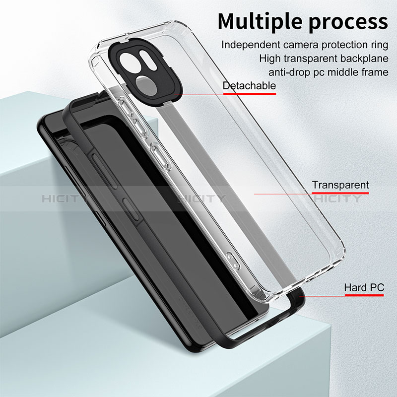 Coque Rebord Contour Silicone et Vitre Transparente Miroir Housse Etui H01P pour Xiaomi Redmi A1 Plus