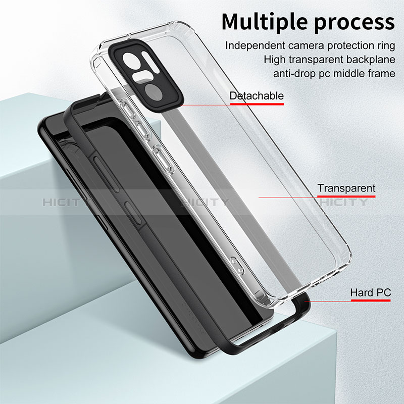 Coque Rebord Contour Silicone et Vitre Transparente Miroir Housse Etui H01P pour Xiaomi Redmi Note 10S 4G Plus