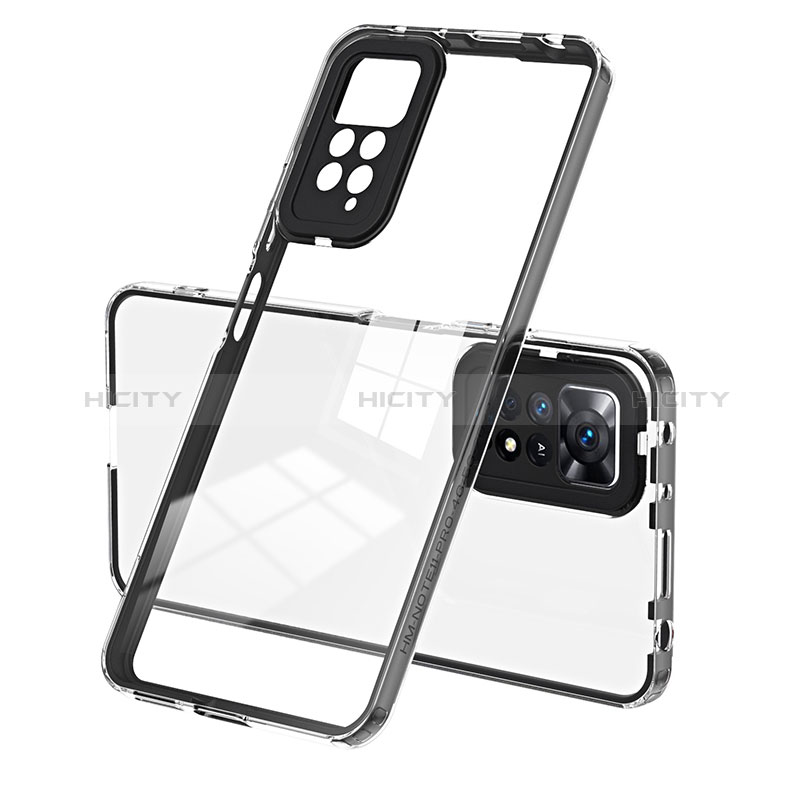 Coque Rebord Contour Silicone et Vitre Transparente Miroir Housse Etui H01P pour Xiaomi Redmi Note 11 4G (2022) Noir Plus