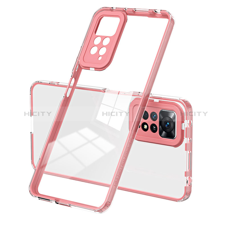 Coque Rebord Contour Silicone et Vitre Transparente Miroir Housse Etui H01P pour Xiaomi Redmi Note 11 4G (2022) Or Rose Plus