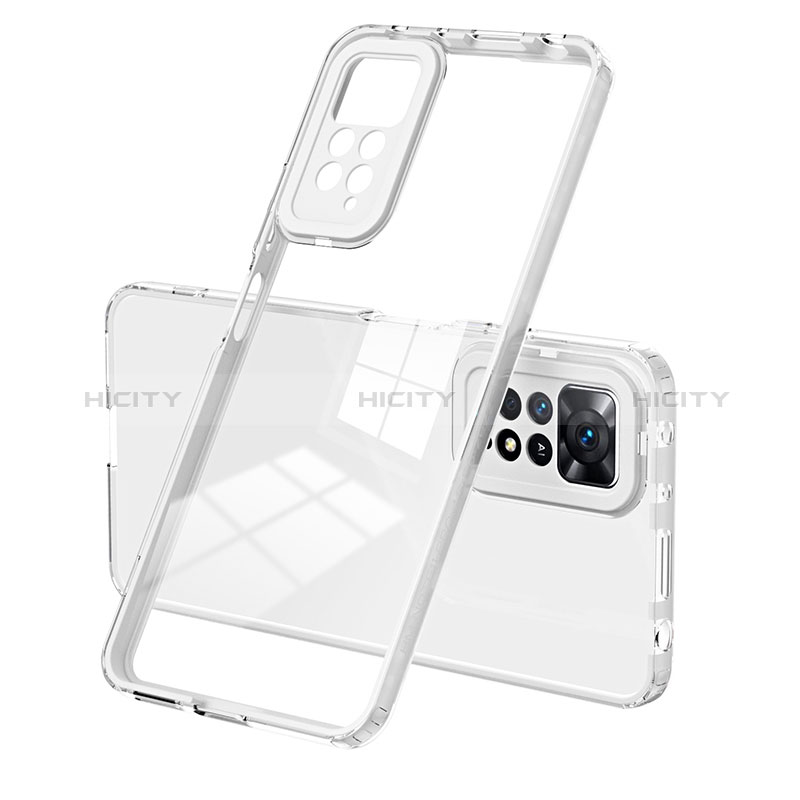 Coque Rebord Contour Silicone et Vitre Transparente Miroir Housse Etui H01P pour Xiaomi Redmi Note 11 Pro 4G Blanc Plus