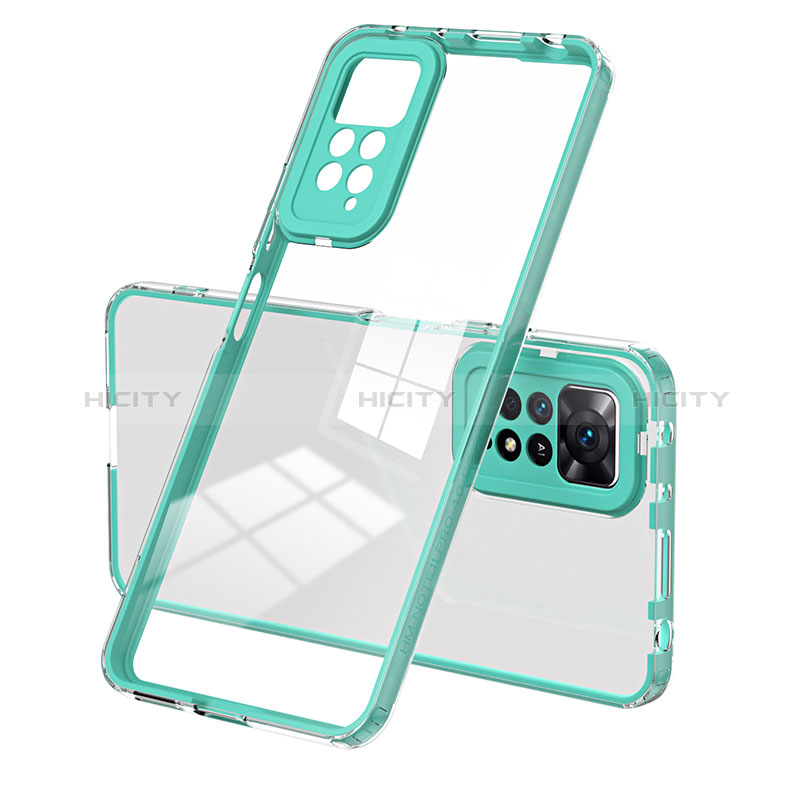 Coque Rebord Contour Silicone et Vitre Transparente Miroir Housse Etui H01P pour Xiaomi Redmi Note 11 Pro 4G Vert Plus