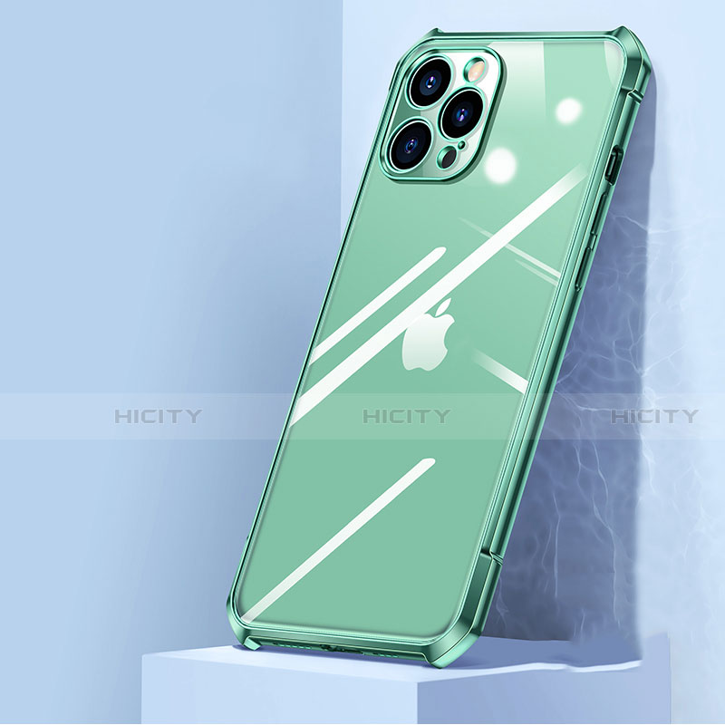 Coque Rebord Contour Silicone et Vitre Transparente Miroir Housse Etui H02 pour Apple iPhone 12 Pro Max Vert Plus