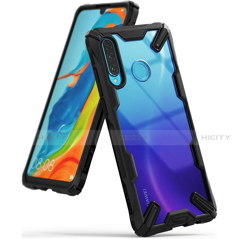 Coque Rebord Contour Silicone et Vitre Transparente Miroir Housse Etui H02 pour Huawei P30 Lite New Edition Noir Plus